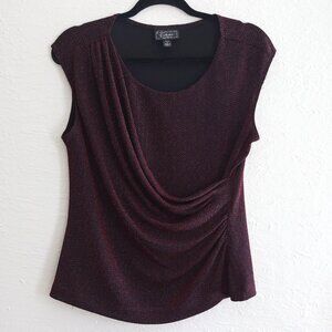 Burgundy Party Top by Dressbarn Collection - Size Petite L